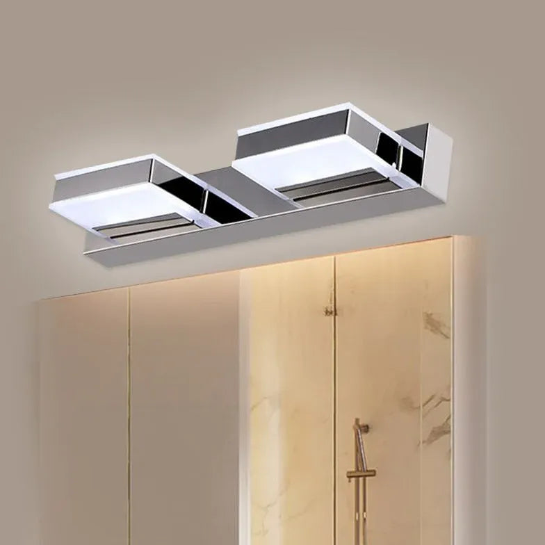 Chrome Square Modern Bathroom Mirror Lights