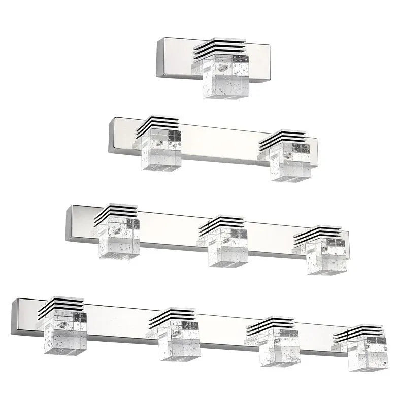 Square Silver Crystal Bathroom Mirror Lights