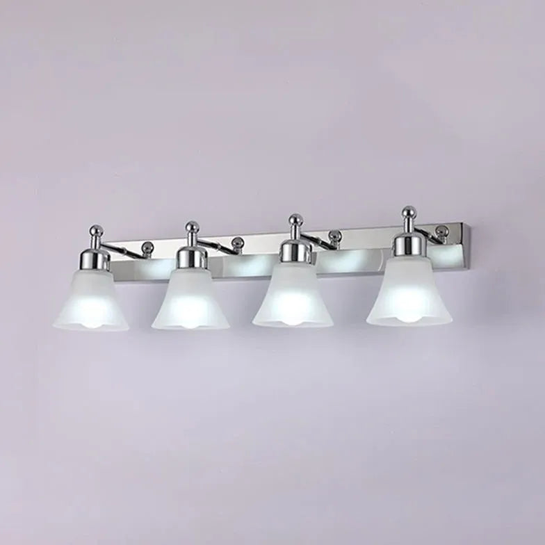 Frosted Glass Silver Mirror Bathroom Wall Lights