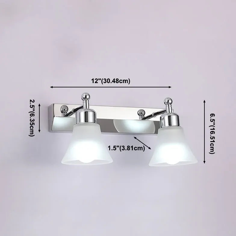 Frosted Glass Silver Mirror Bathroom Wall Lights