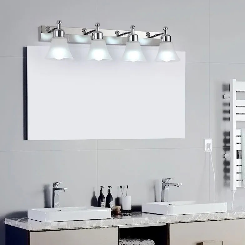 Frosted Glass Silver Mirror Bathroom Wall Lights