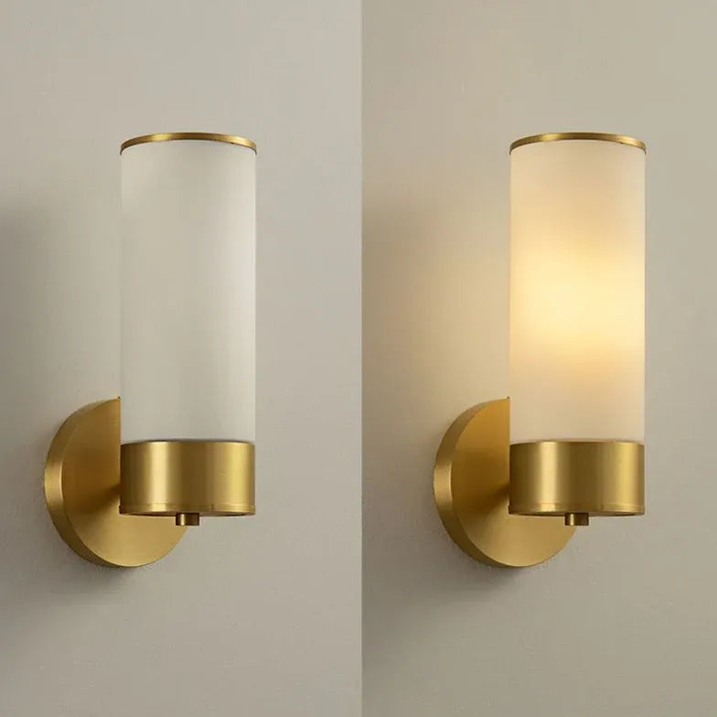 Cylinder for Bathroom Brass Wall Lights