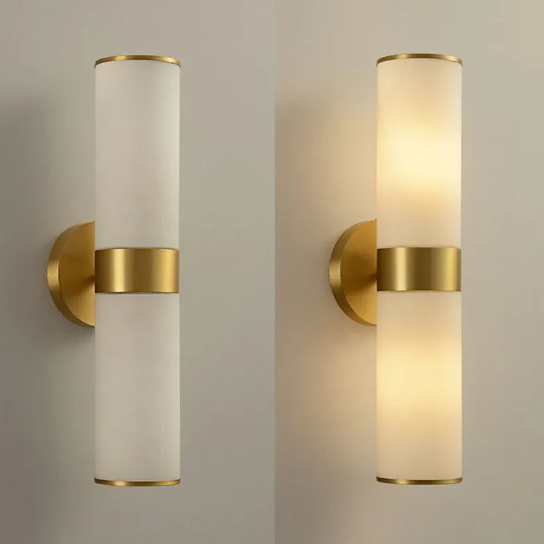 Cylinder for Bathroom Brass Wall Lights