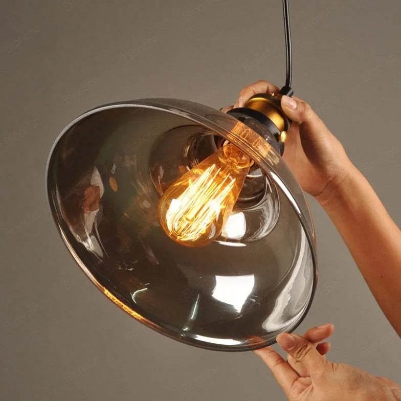 light clear amber smoke pendant light