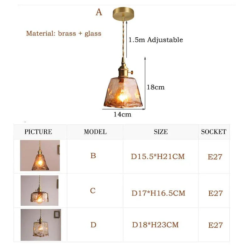 Bell Shape Glass Industrial Pendant Light