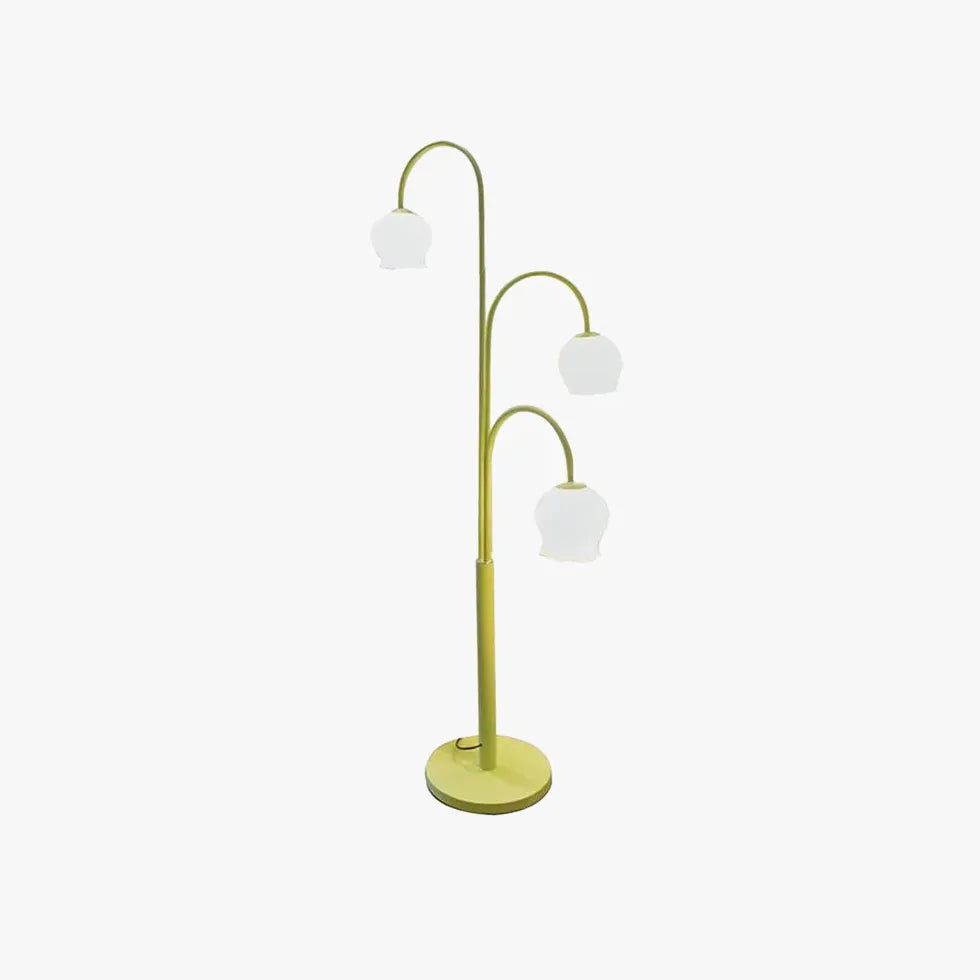 Multi-Head White Flower Green Floor Lamp