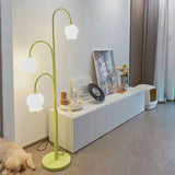 Multi-Head White Flower Green Floor Lamp