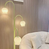 Multi-Head White Flower Green Floor Lamp