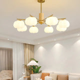 Cloud-Shaped Shade Wooden Living Room Pendant Light