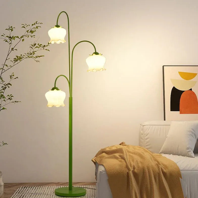 Three-Head Lantern Flower Green Floor Lamp