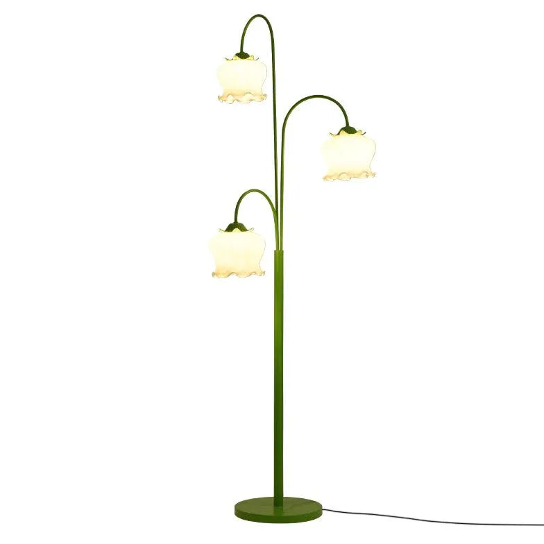 Three-Head Lantern Flower Green Floor Lamp