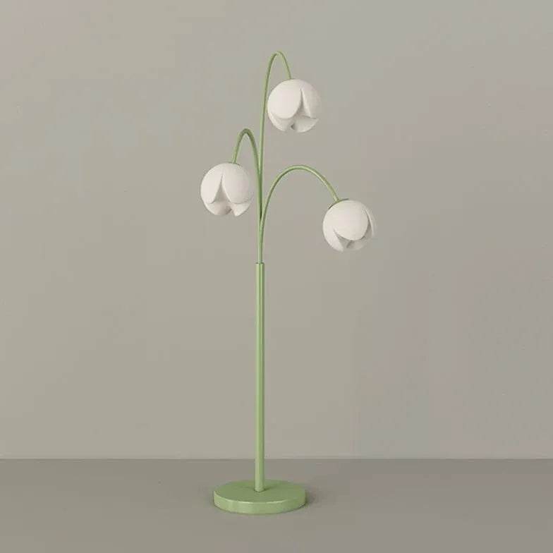 Three-Head White Flower Green Floor Lamp