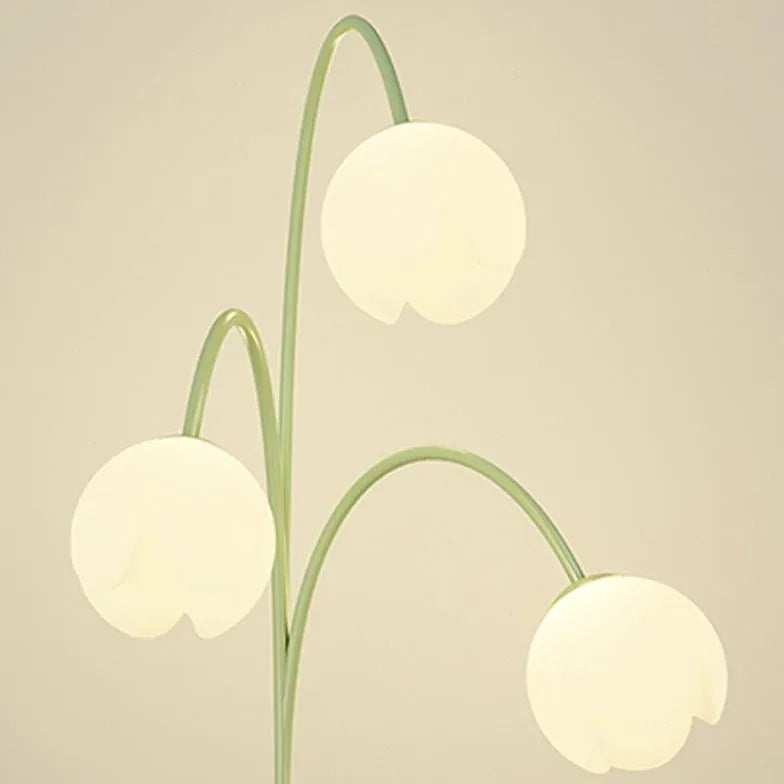 Three-Head White Flower Green Floor Lamp