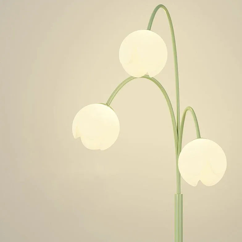 Three-Head White Flower Green Floor Lamp