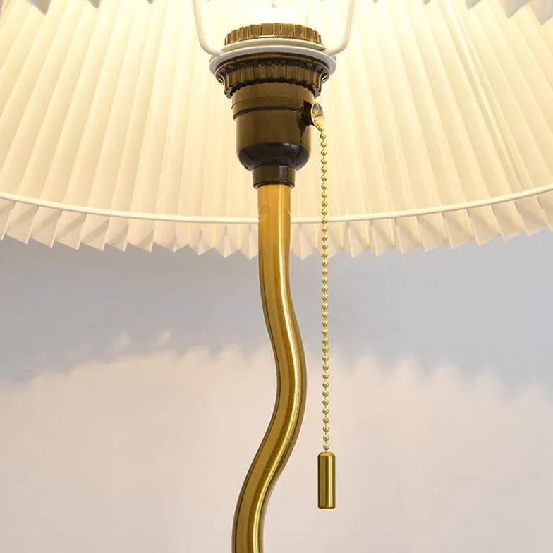 White Vintage Pleated Floor Lamp In Bedroom