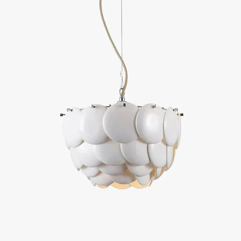 White Scales Disc Design Modern Pendant Light