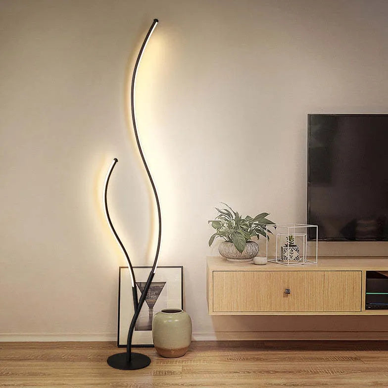 White Double-Tube Streamlined Floor Lamp