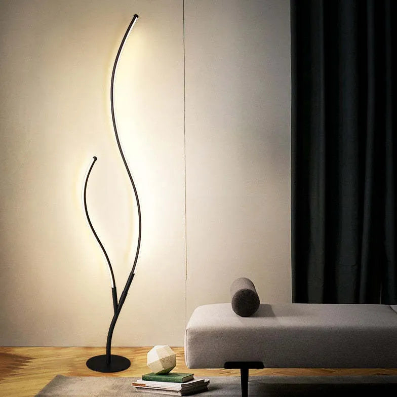 White Double-Tube Streamlined Floor Lamp