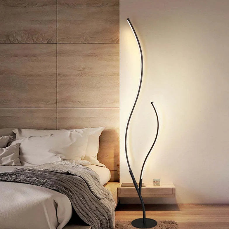 White Double-Tube Streamlined Floor Lamp