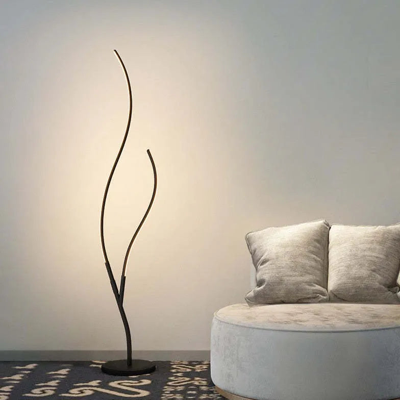 White Double-Tube Streamlined Floor Lamp