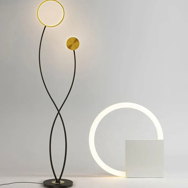 Double Rod Twisted Circular Minimalist Floor Lamp