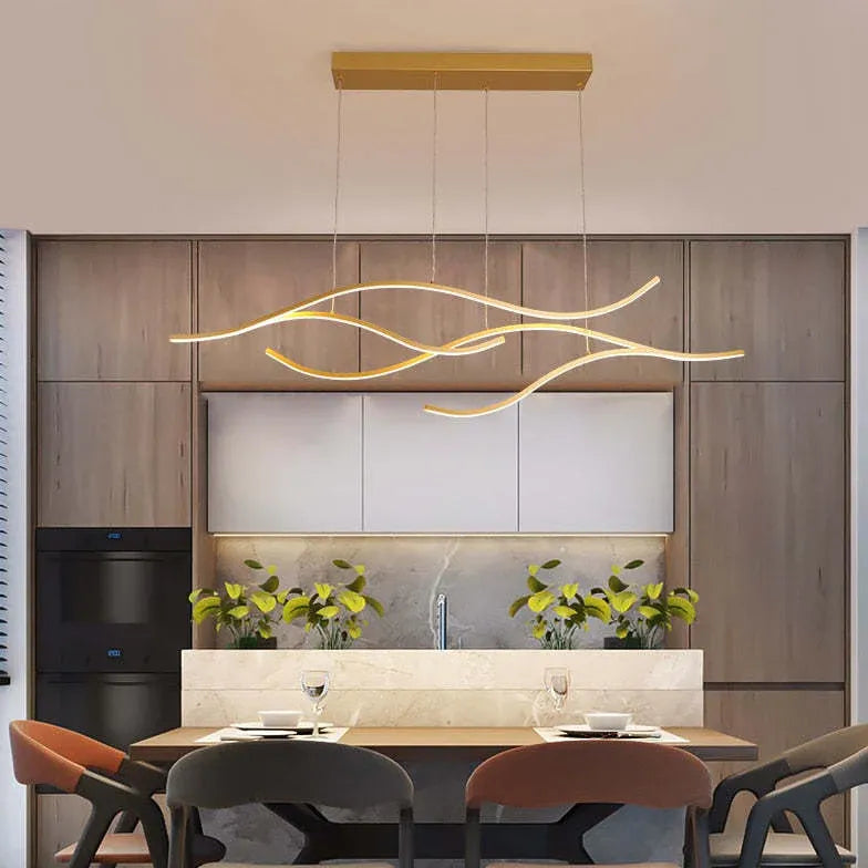 Curved Black Minimalist Dining Room Pendant Light