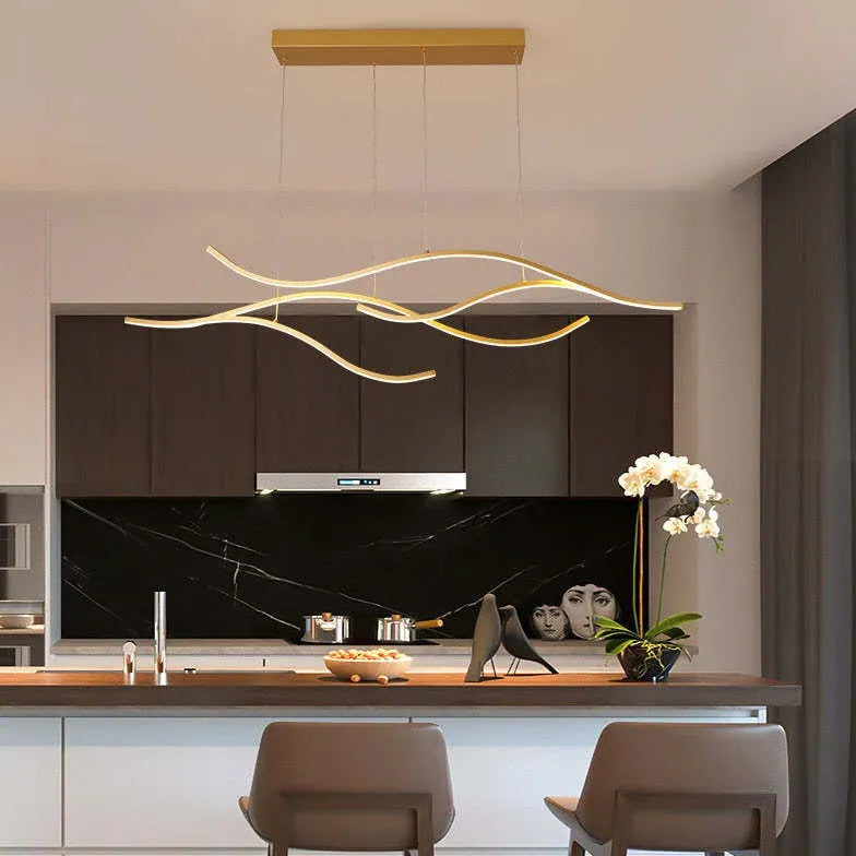 Curved Black Minimalist Dining Room Pendant Light