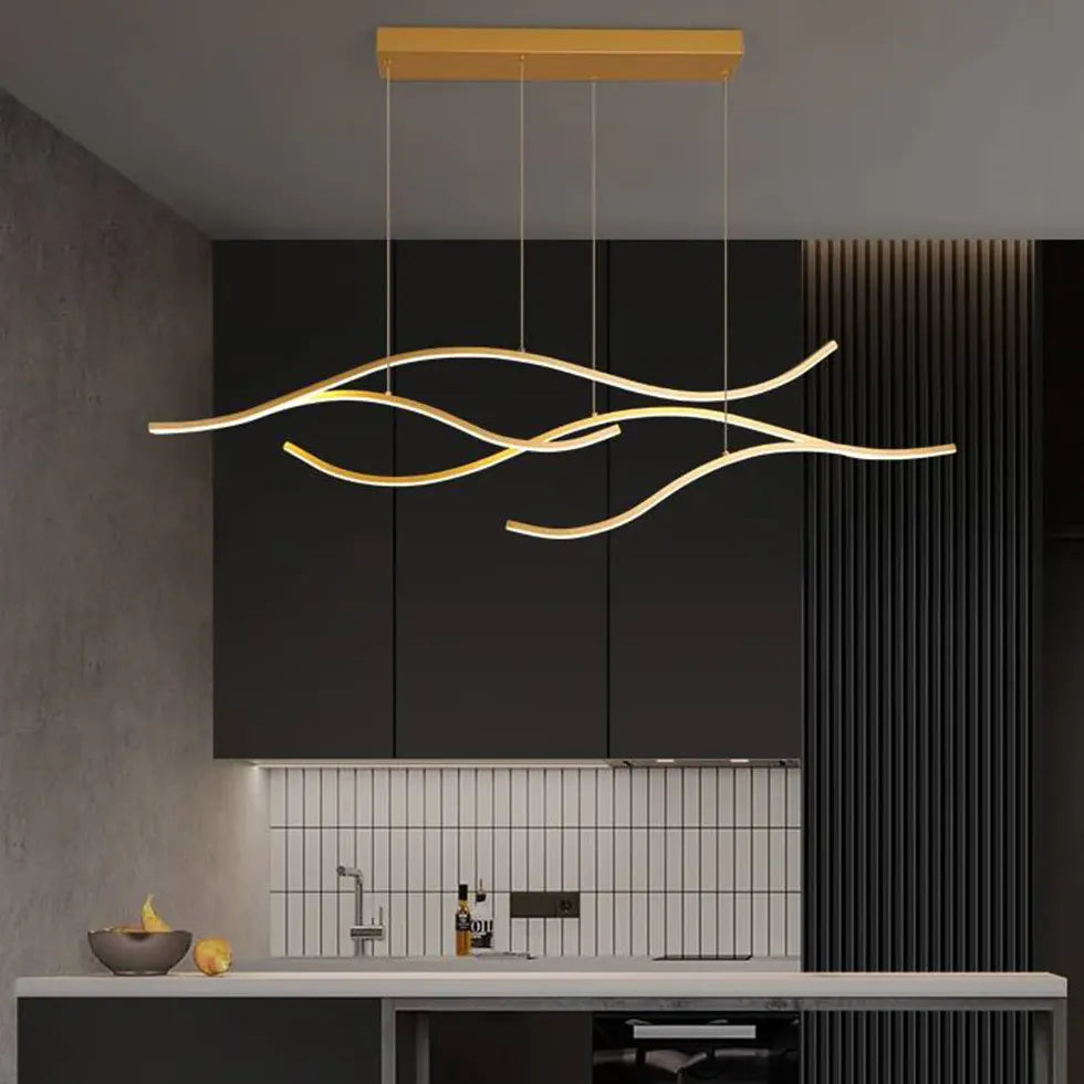 Curved Black Minimalist Dining Room Pendant Light