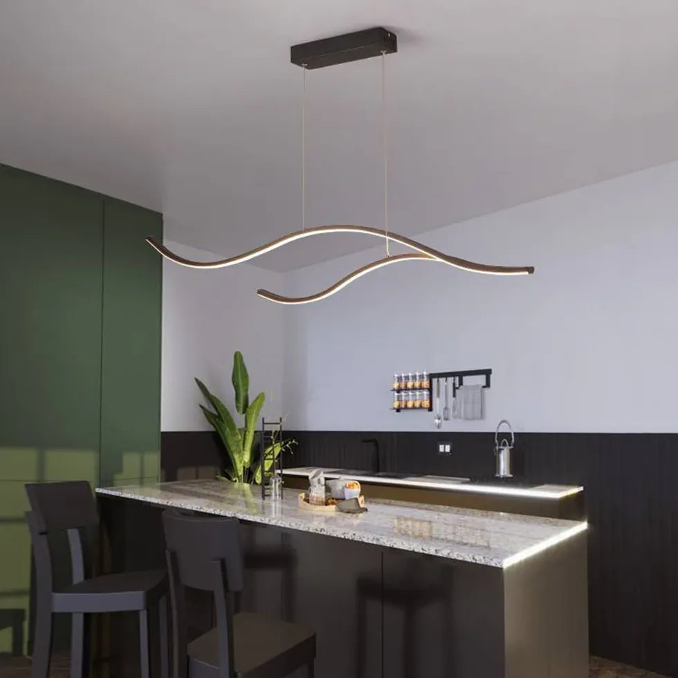 Curved Black Minimalist Dining Room Pendant Light