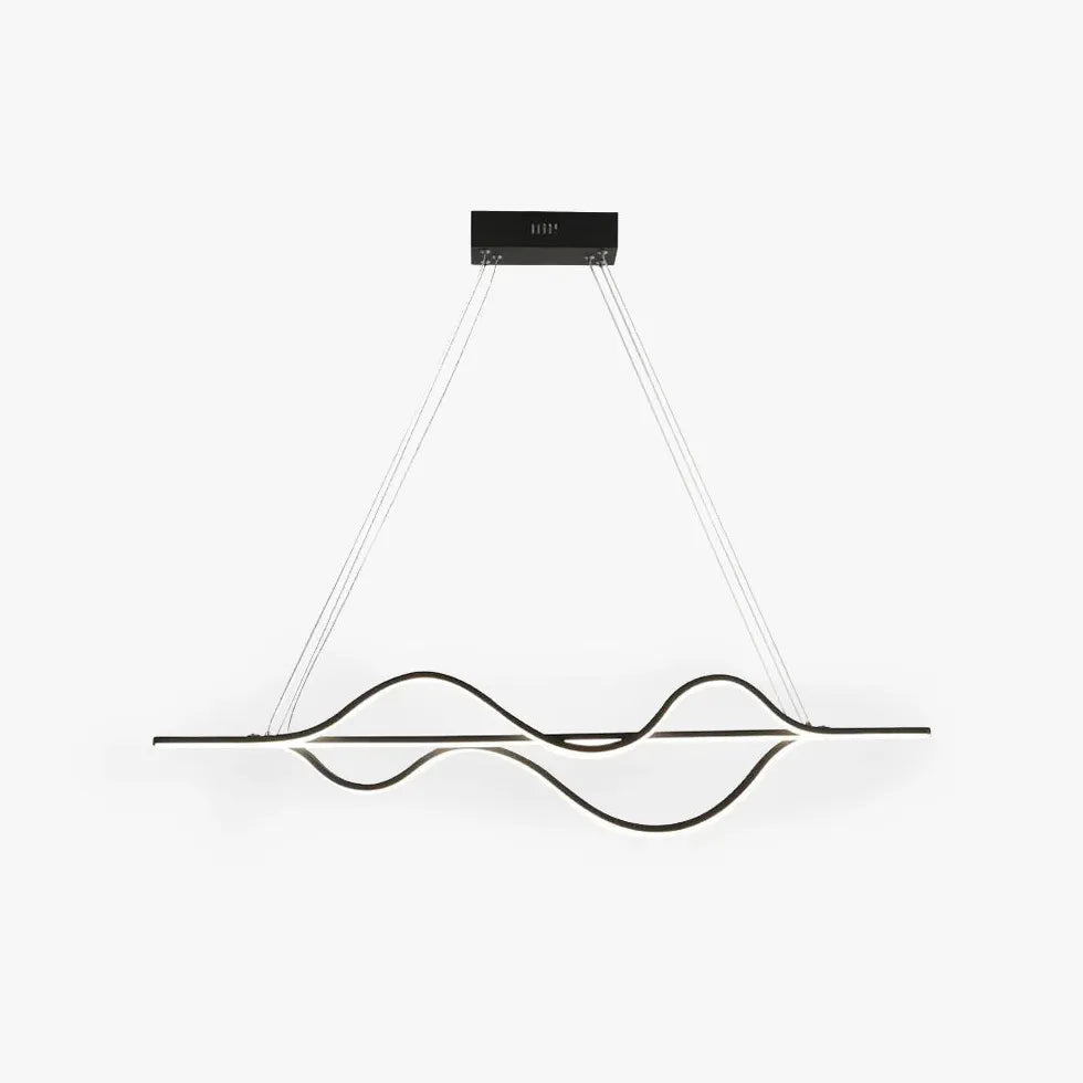 Simple Curved Black Dining Room Pendant Light