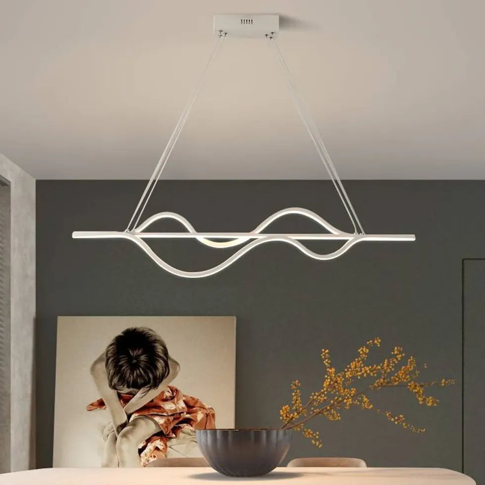 Simple Curved Black Dining Room Pendant Light