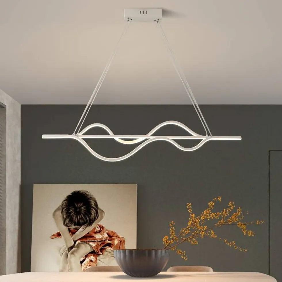 Simple Curved Black Dining Room Pendant Light - Clowas