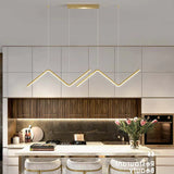 Black Modern Wavy Linear Chandelier