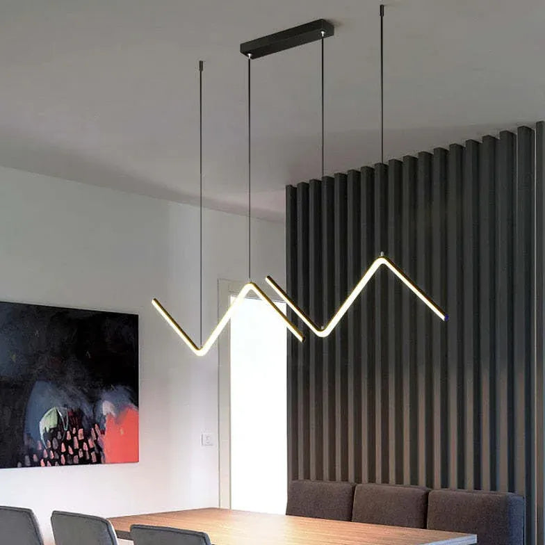 Black Modern Wavy Linear Chandelier