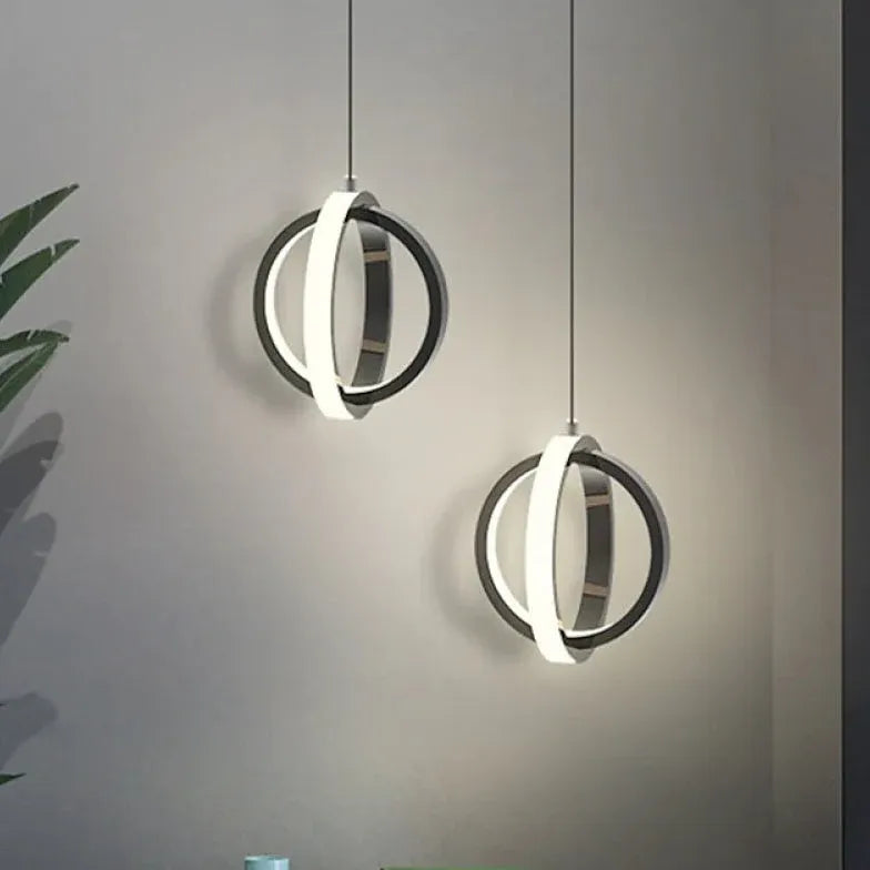 Double Ring Stereo Bedroom LED Pendant Light