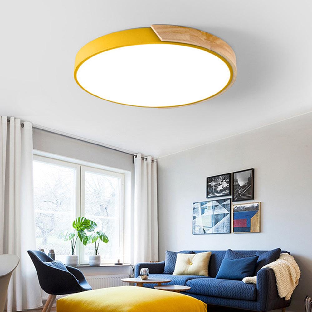 Nordic Pastel Wood LED Light Fixture for Ceiling