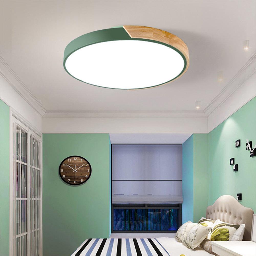 Nordic Pastel Wood LED Light Fixture for Ceiling