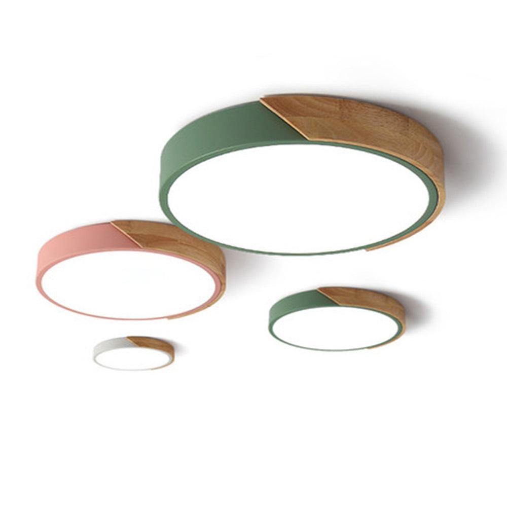 Nordic Pastel Wood LED Light Fixture for Ceiling