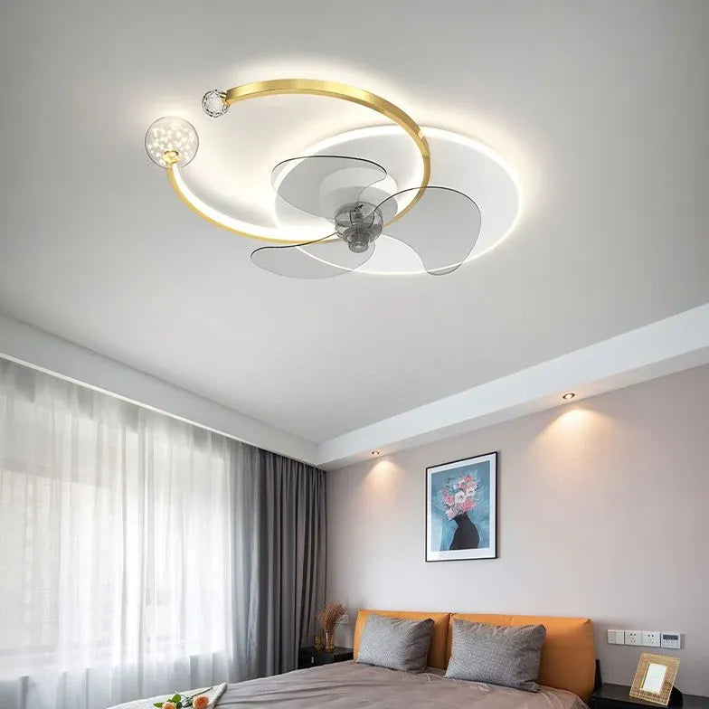 Simple Ring Bedroom Ceiling Fan With Light