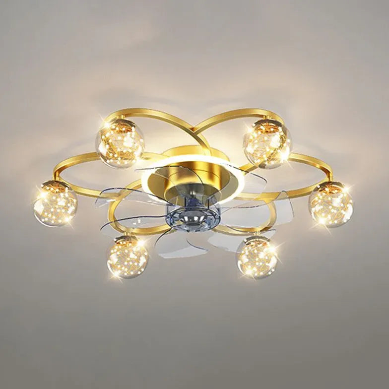 Octopus Bedroom Gold Ceiling Fan With Light