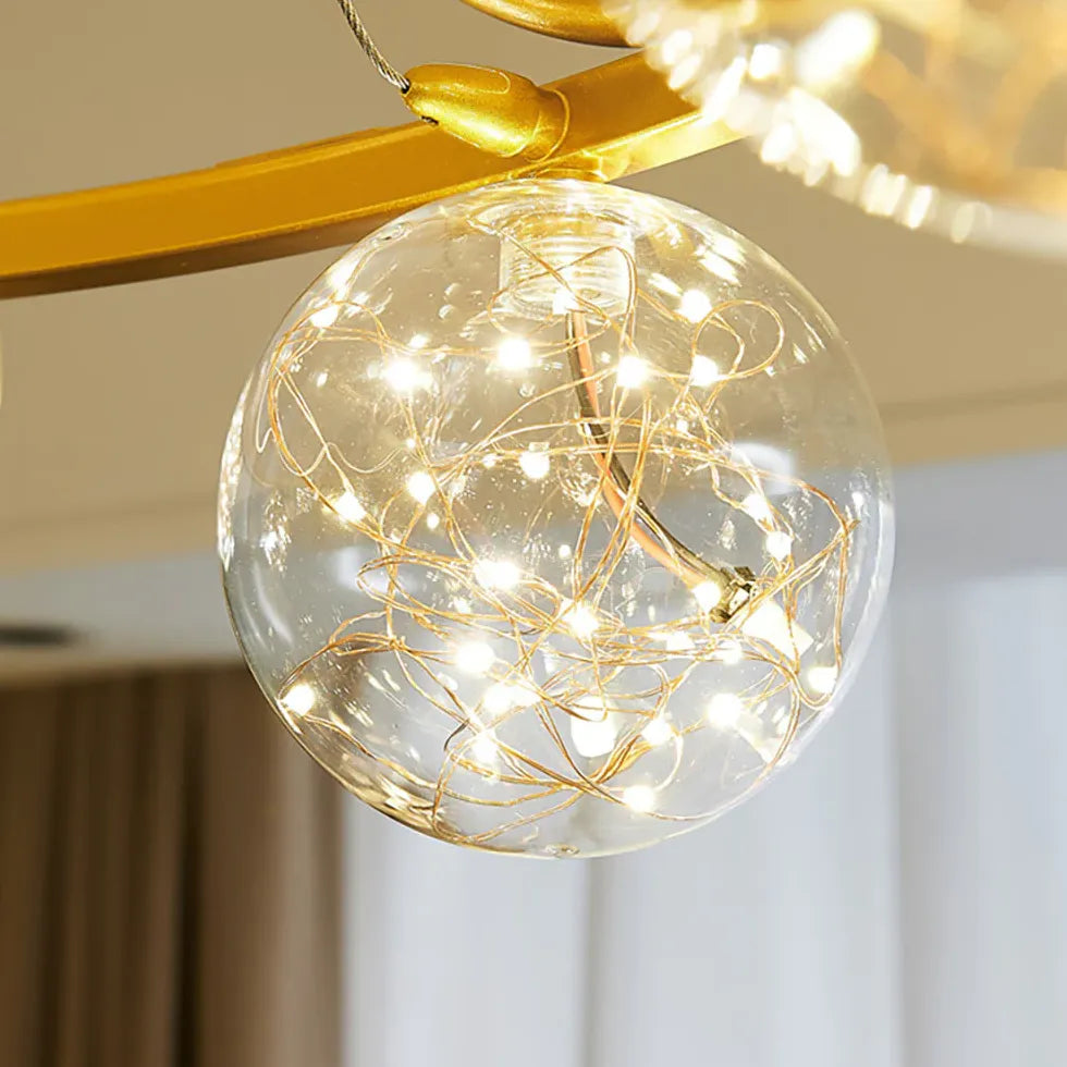 Wavy Multi-Glass Ball Gold Modern Pendant Light