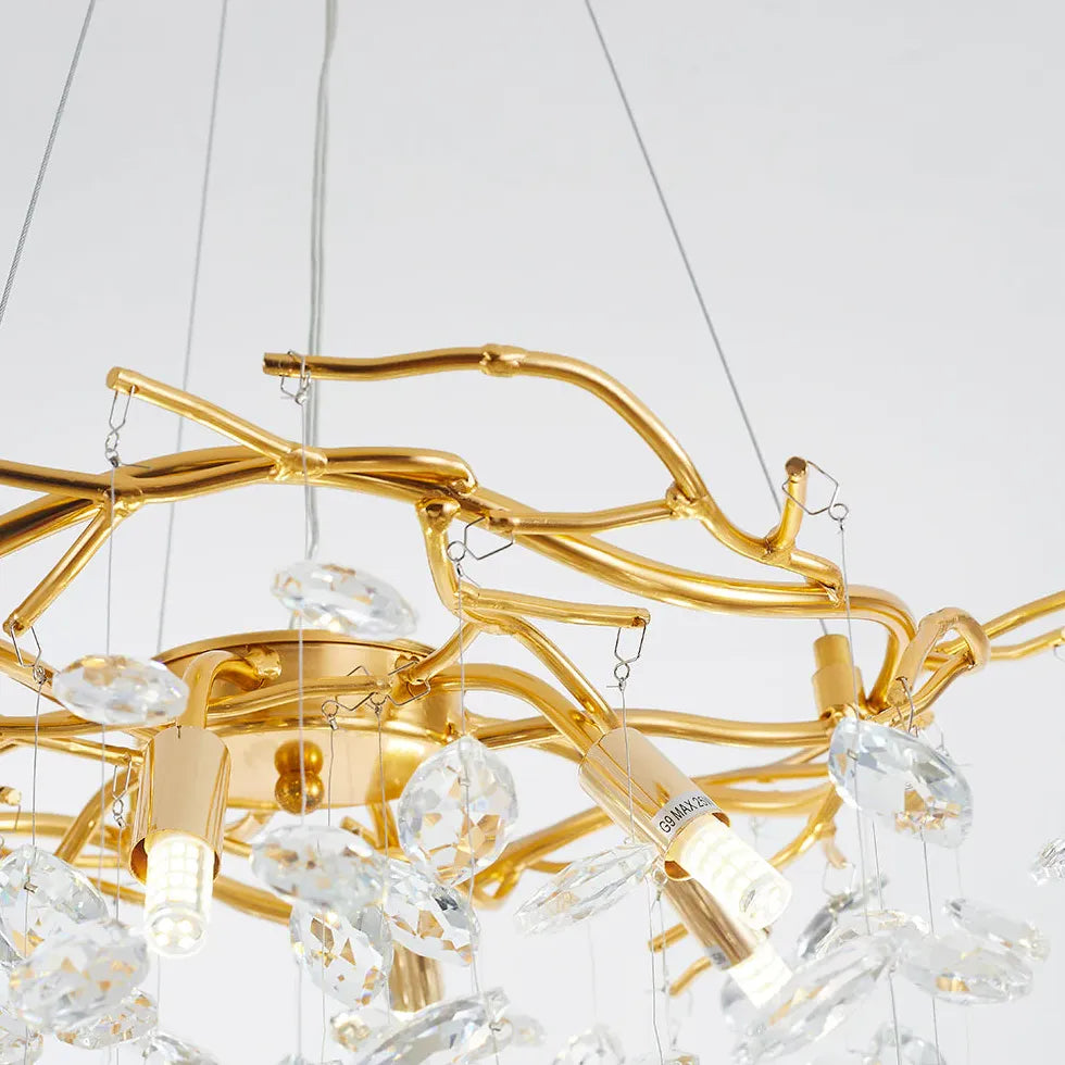 Golden Branch Shaped Luxurious Crystal Chandelier