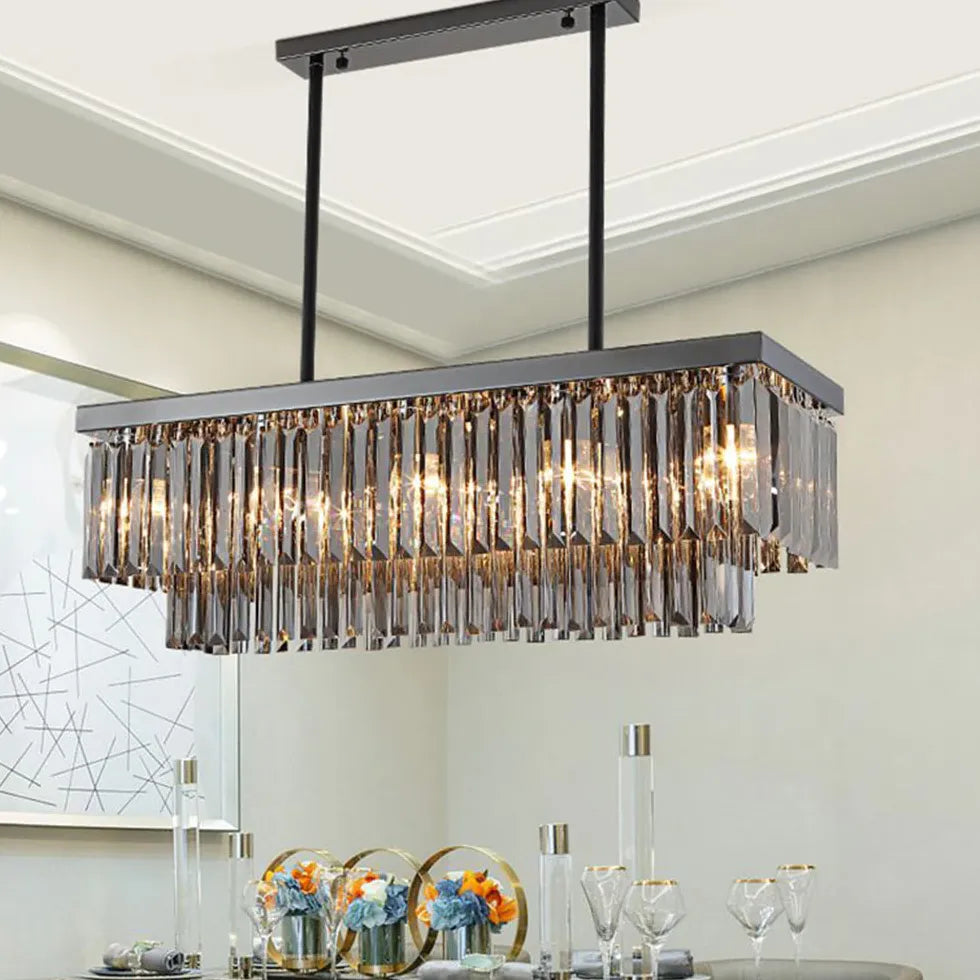 Metal Frame Black Glass Pendant Light