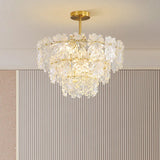 Snowflakes Multilayer Glass Gold Chandelier