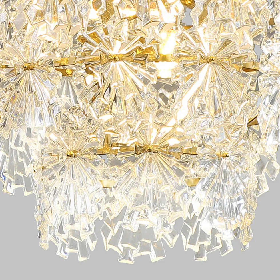 Snowflakes Multilayer Glass Gold Chandelier