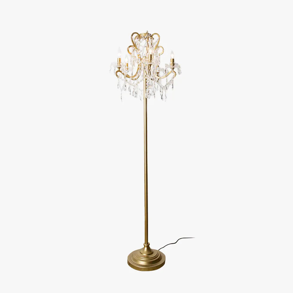 Curved Metal Crystal Retro Floor Lamp