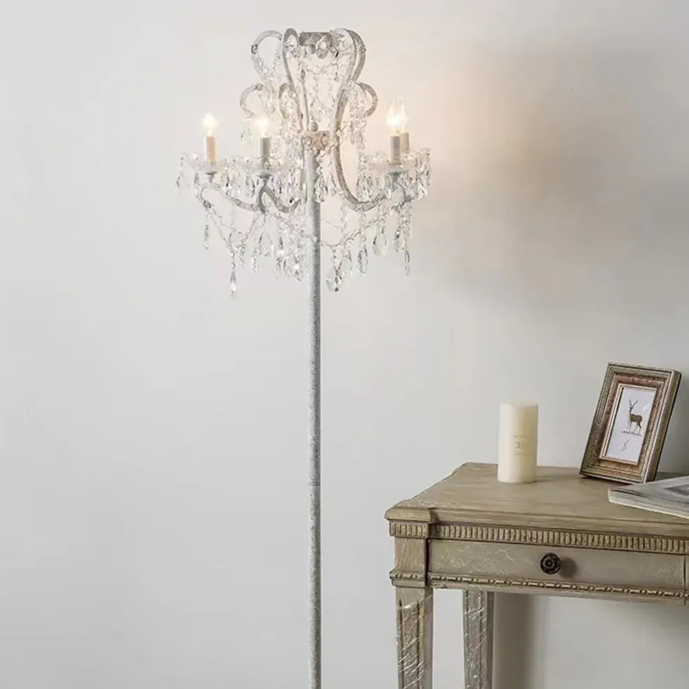 Curved Metal Crystal Retro Floor Lamp