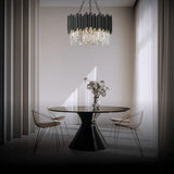 Wrinkled Crystal Black Industrial Chandelier