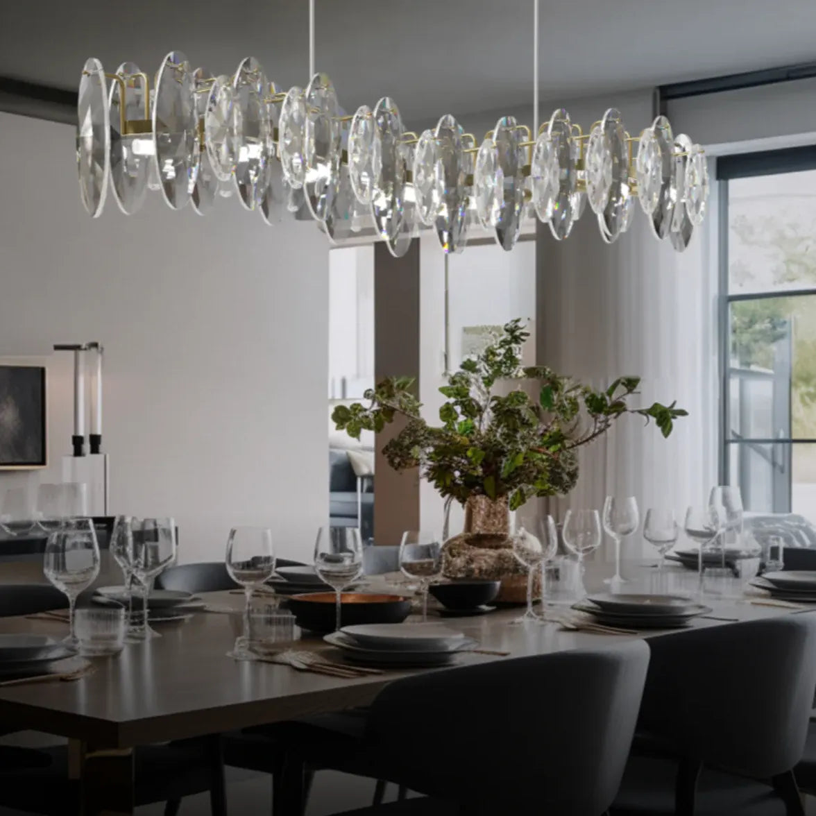 Oval Blade Crystal Kitchen Chandelier