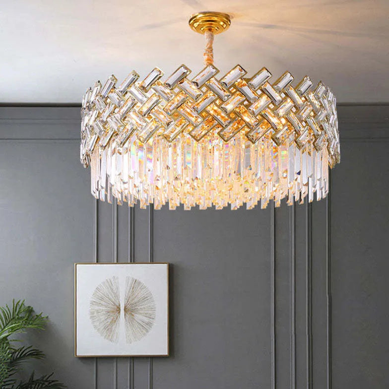 Luxury Gold Round Crystal Chandelier